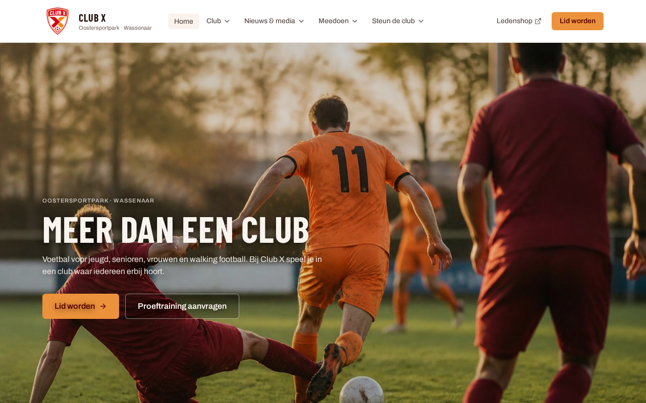 Homepage van Club Connect